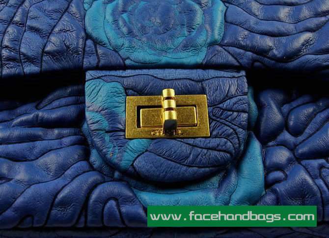 Chanel 2.55 Rose Handbag 50145 Gold Hardware-Blue